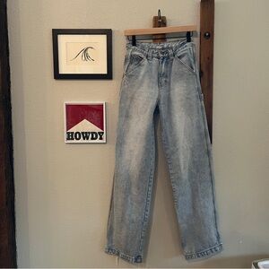 John Galt Medium Denim Wash Carpenter Jeans ONE SIZE Straight Leg SO CUTE